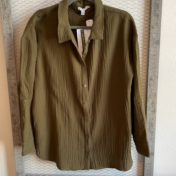 Threads 4 Thought gauze button up, Sz L - Picture 7 of 10